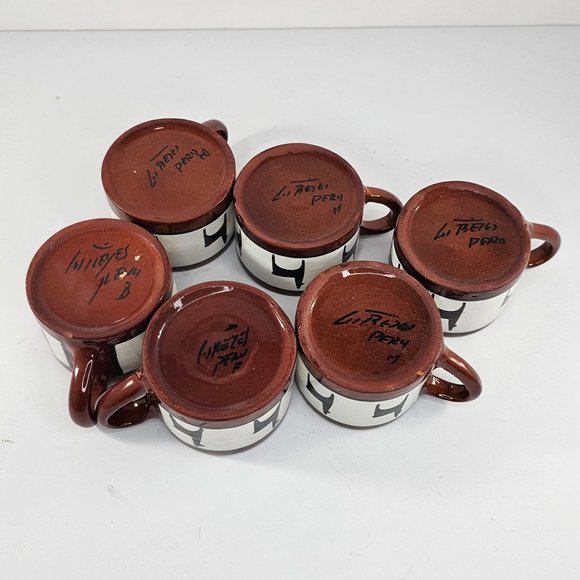 Los Reyes Lima Peru Art Pottery Cup Saucer Pitcher Llama Alpaca Ca Hand Painted - Picture 11 of 16